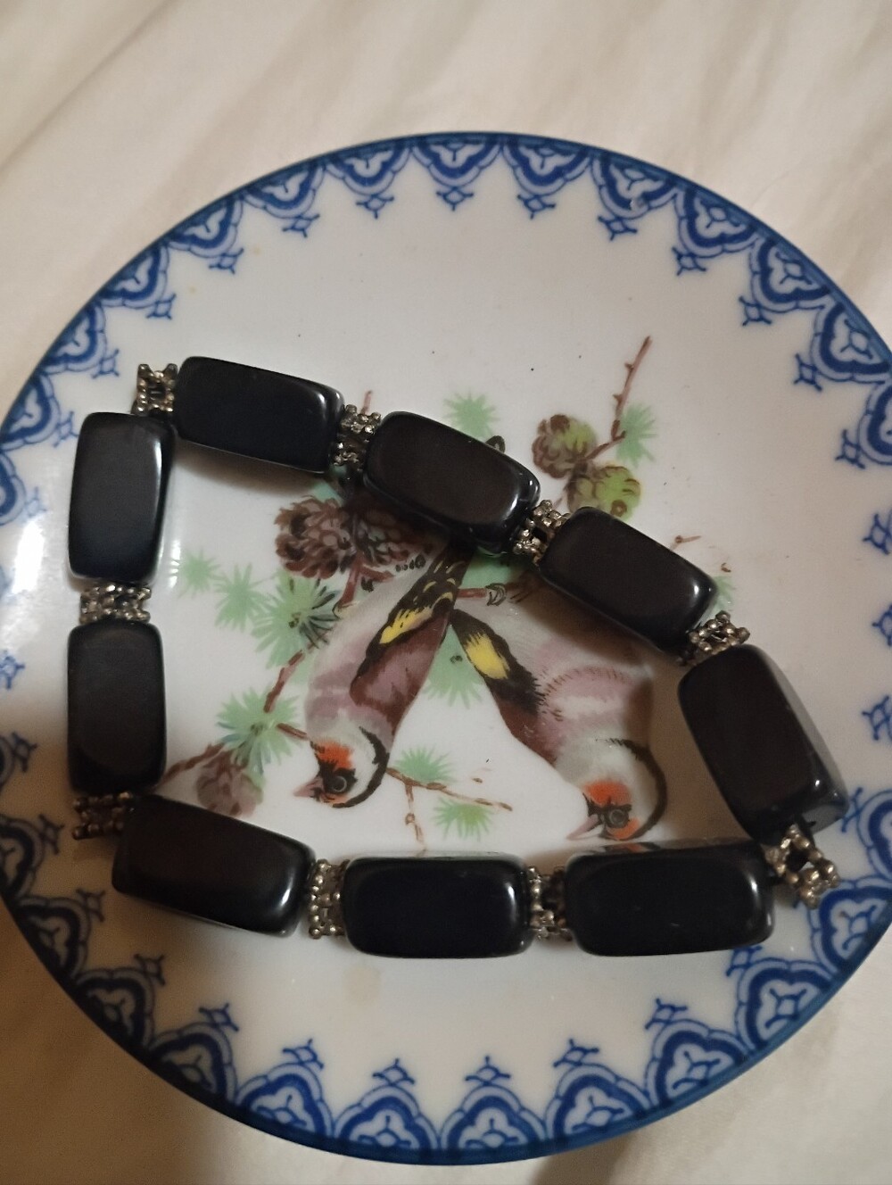 Black Onyx Heavier, Rectangular Beaded Stretch Bracelet - Women Jewelry